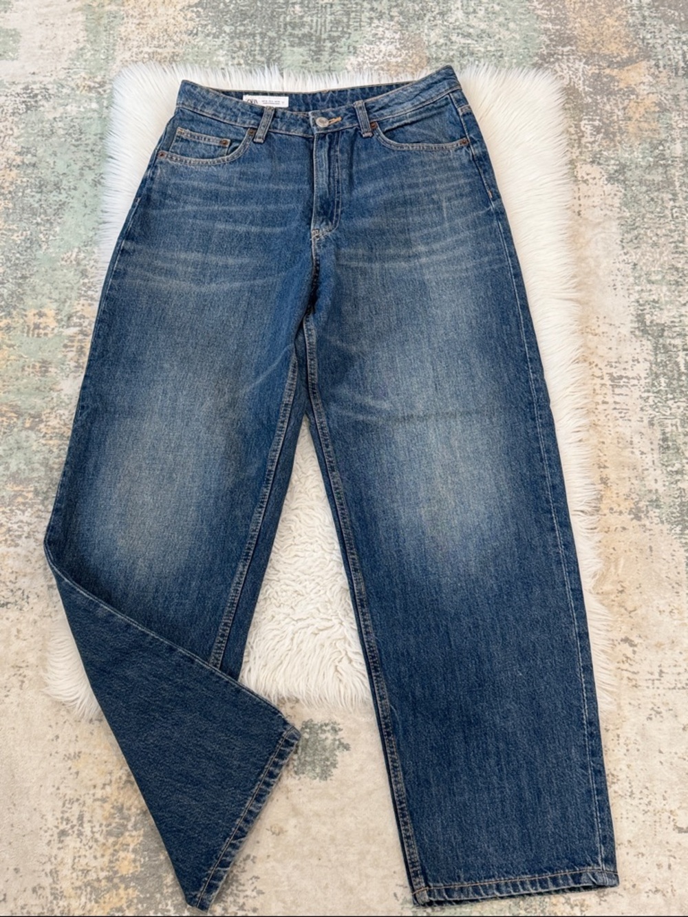 Zara High Waisted Barrel leg Jeans